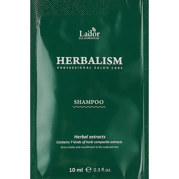Шампунь заспокійливий із трав'яними екстрактами La'dor Herbalism Shampoo, 10 мл - Pampik
