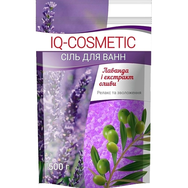 Сіль для ванн IQ-Cosmetic Лаванда та олива, 500 г - Pampik