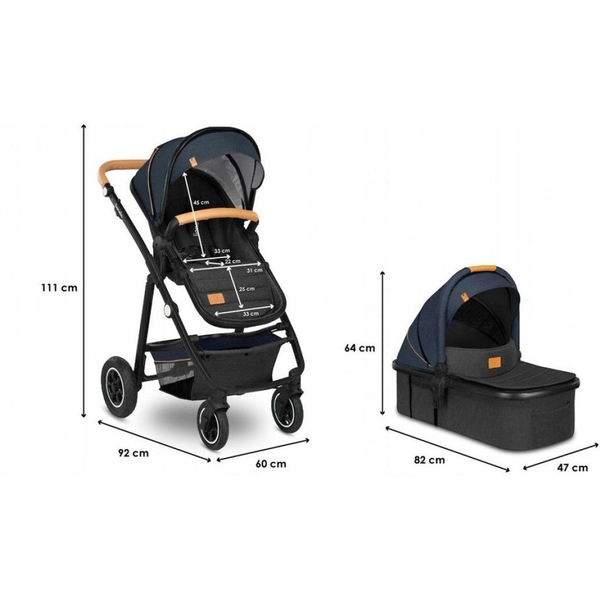 Коляска універсальна 3в1 Lionelo Amber Blue Navy, темно-синій - Pampik - 9