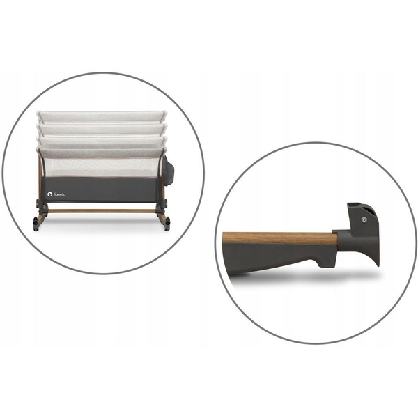 Приставне ліжечко Lionelo Leonie grey stone, сірий - Pampik - 8