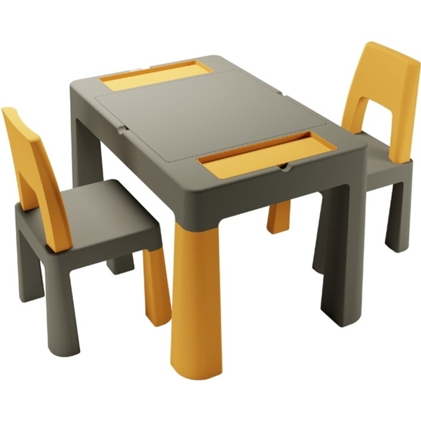 Комплект детской мебели Tega Baby Teggi Multifun Graphite Mustard, стол и 2 стульчика (TI-011-172) - Pampik