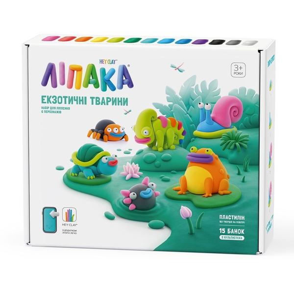 Меганабор самозатвердевающего пластилина Ліпака Экзотические животные, 540 г (15025-UA01) - Pampik