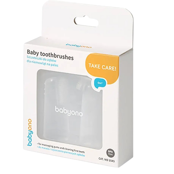 Зубная щеточка BabyOno с массажем для десен, на пальчик, 2 шт., прозрачный - Pampik - 3