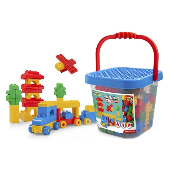 Конструктор Wader Mini Blocks в большом ведре, 134 элемента (41340) - Pampik - 3