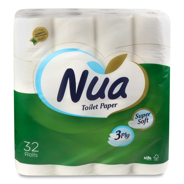 Папір туалетний Nua тришаровий, 32 рулони - Pampik