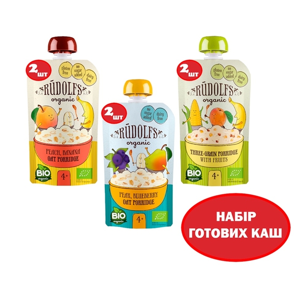 Набір готових каш Rudolfs Cereal Box, 660 г (6 уп. по 110 г) - Pampik