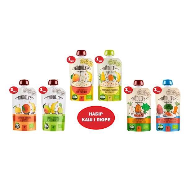 Набір каш та пюре Rudolfs Travel Box, 660 г (6 уп. по 110 г) - Pampik