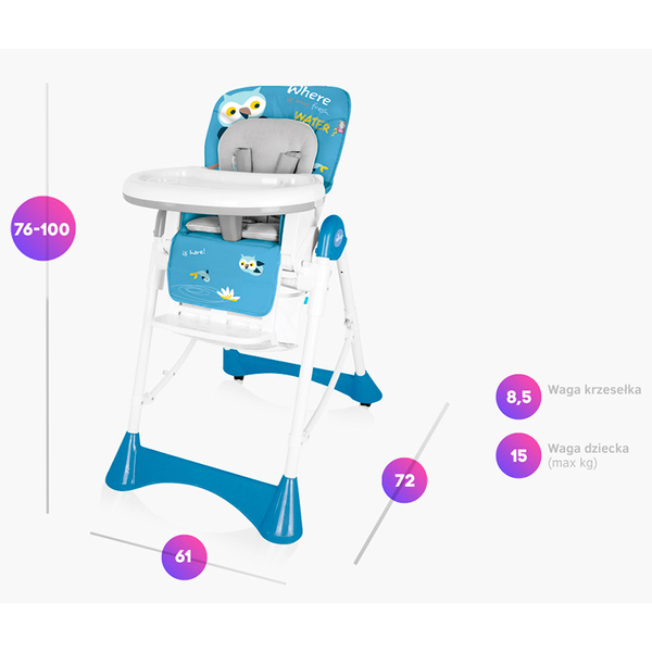 Стульчик для кормления Baby Design Pepe New 05 Turquoise (292095) - Pampik - 2