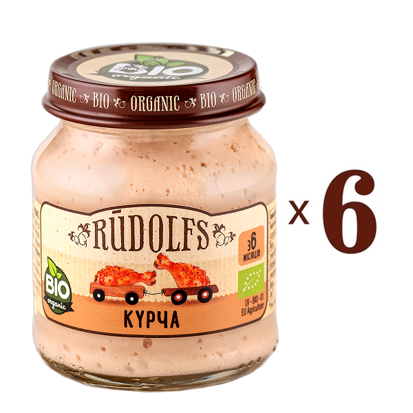 Набір пюре Rudolfs Курча, 720 г (6 уп. по 120 г) - Pampik