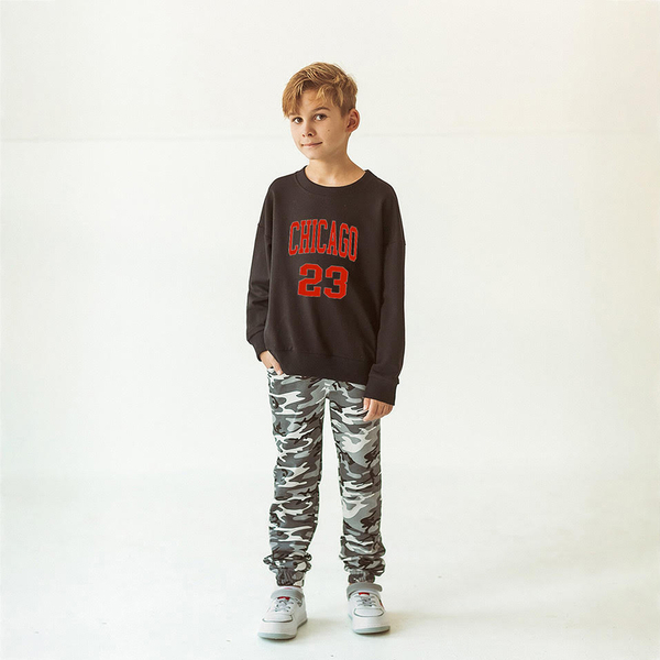 Світшот Garnamama Basic Sweatshirt 2-х нитка 146 Чорний (1021901.1386413) - Pampik - 2