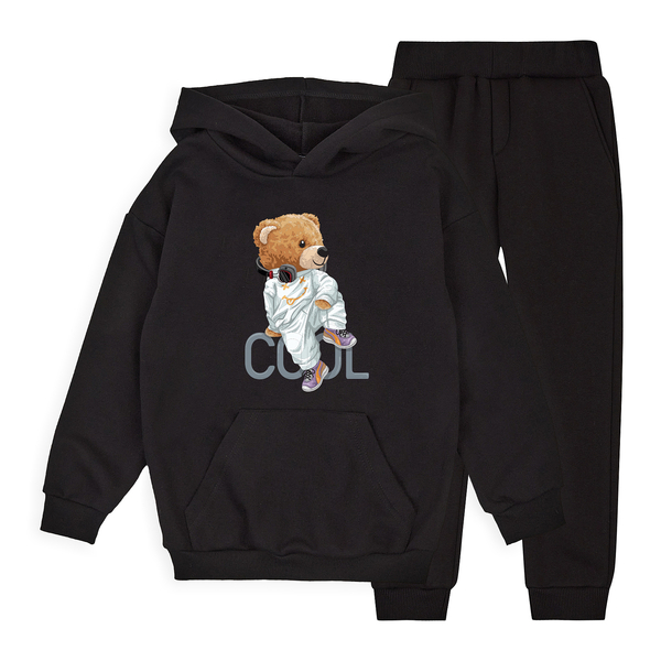 Спортивний костюм на флісі Garnamama Basic Hoodie soft принт 128 Чорний (1033195.1397872) - Pampik