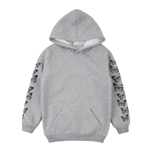 Худі на флісі Garnamama Hoodie soft Butterflies 140 Серый (973291.1331263) - Pampik - 3