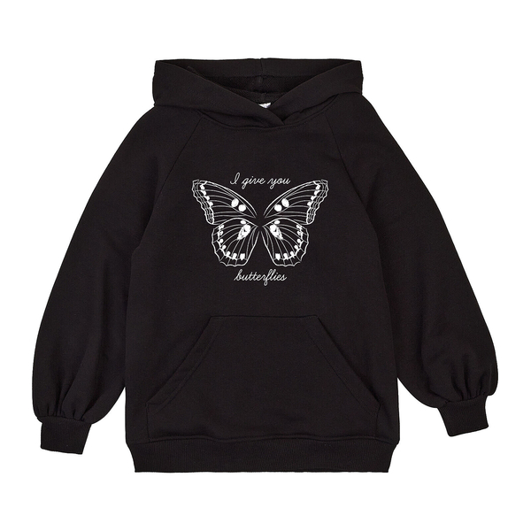 Худі Garnamama Hoodie girl Butterflies 152 Чорний (977106.1334391) - Pampik