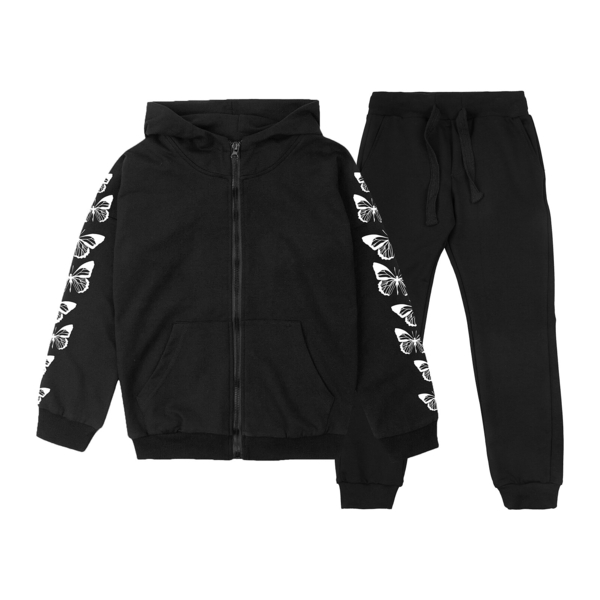 Спортивний костюм Garnamama Sweatsuit Jacket+Pants Butterflies 158 Чорний (986409.1344711) - Pampik