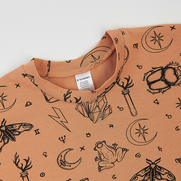 Футболка Garnamama Summer 2024 t-shirt oversize Tattoo 146-152 Коричневий (999489.1359651) - Pampik - 3