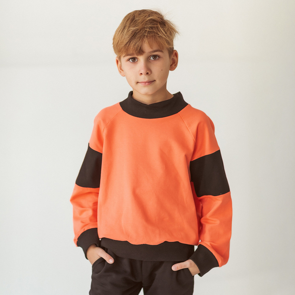 Світшот Garnamama Basic Sweatshirt 2-х нитка 122 Оранжевый Черный (937852.1274132) - Pampik - 7