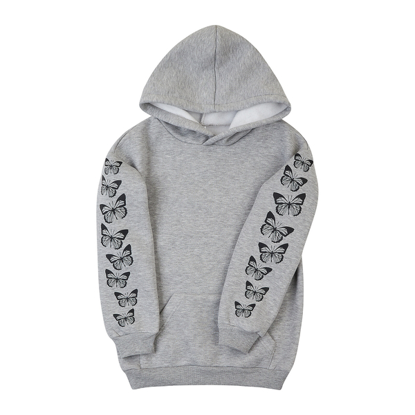 Худі на флісі Garnamama Hoodie soft Butterflies 140 Серый (973291.1331263) - Pampik - 6