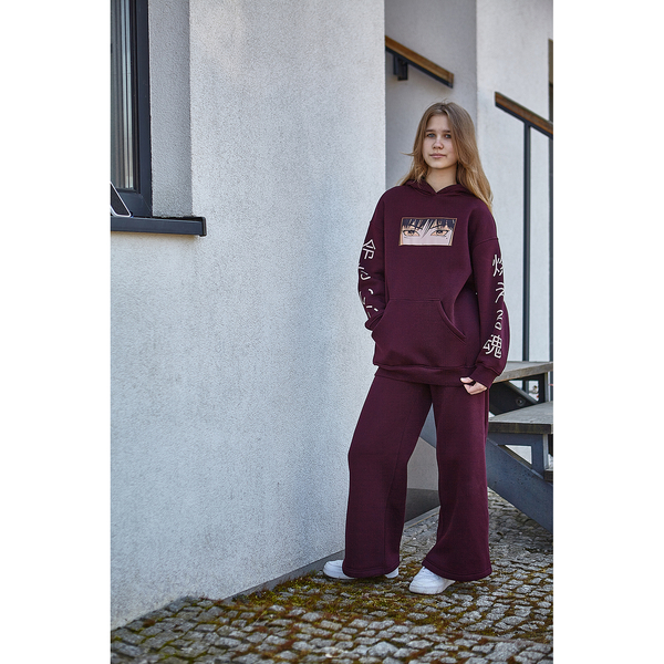 Спортивні штани на флісі Garnamama Oversize sport прямі 164 Бордовий (1042884.1407267) - Pampik - 8