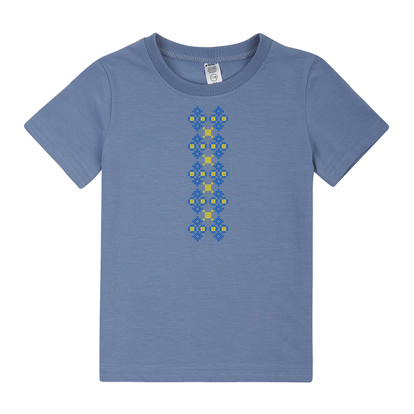 Футболка Garnamama Ukraine t-shirt Вишиванка 2025 122-128 Голубой (1051445.14177529) - Pampik
