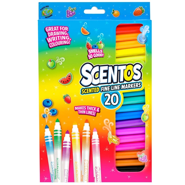 Набір ароматних маркерів для малювання Scentos Тонка лінія, 20 кольорів (20435) - Pampik