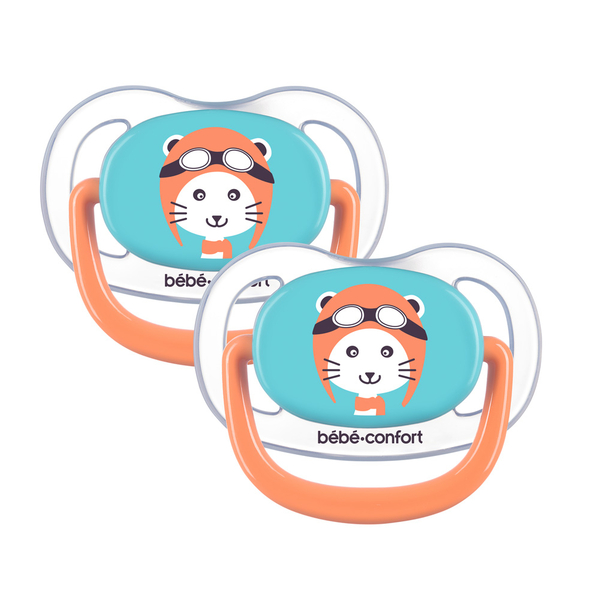 Пустышка силиконовая Bebe Confort Physio Air, анатомическая, 0-6 мес., 2 шт., синий и оранжевый (3104201770) - Pampik - 2