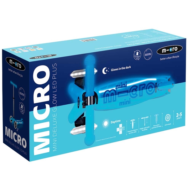 Самокат Micro Maxi Deluxe Glow LED Plus Синій кришталь (MMD377) - Pampik - 10