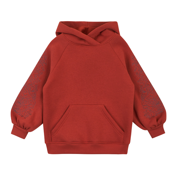 Худі на флісі Garnamama Hoodie girl вишивка 134 Оранжевый (957315.1310205) - Pampik - 5