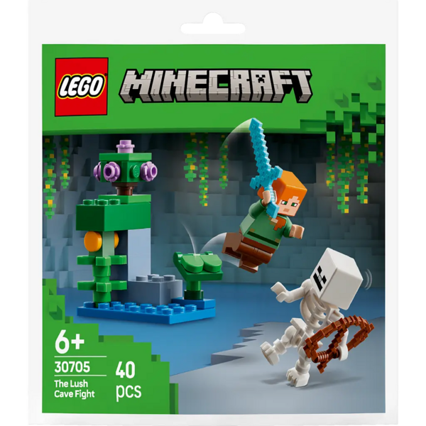 Конструктор LEGO Minecraft Бой в пещере с зарослями, 40 деталей (30705) - Pampik