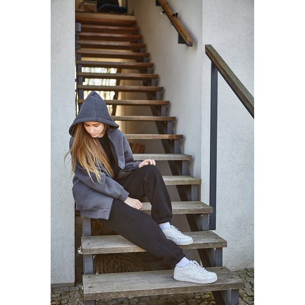 Спортивні штани на флісі Garnamama Oversize sport elastic з гумкою 146 Чорний (1041502.1407271) - Pampik