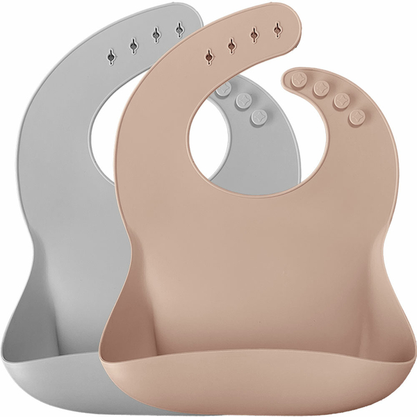 Нагрудник силіконовий MinikOiOi Basics Bubble Bubble Beige / Powder Grey, 2 шт. (101020066) - Pampik