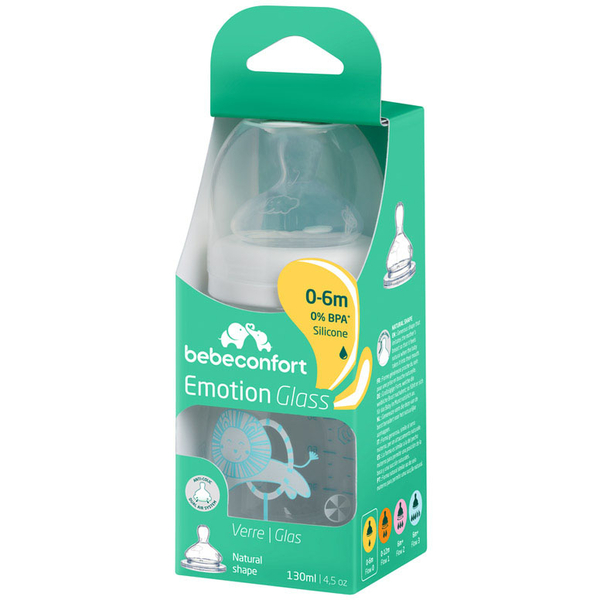 Пляшечка для годування Bebe Confort EMO T0 FF, скляна, 130 мл (3102201940) - Pampik - 3