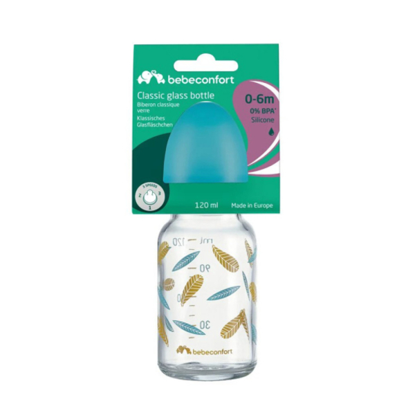 Стеклянная бутылочка для кормления Bebe Confort PP Little Buddies с силиконовой соской, 0-12 мес., 120 мл (3102202050) - Pampik