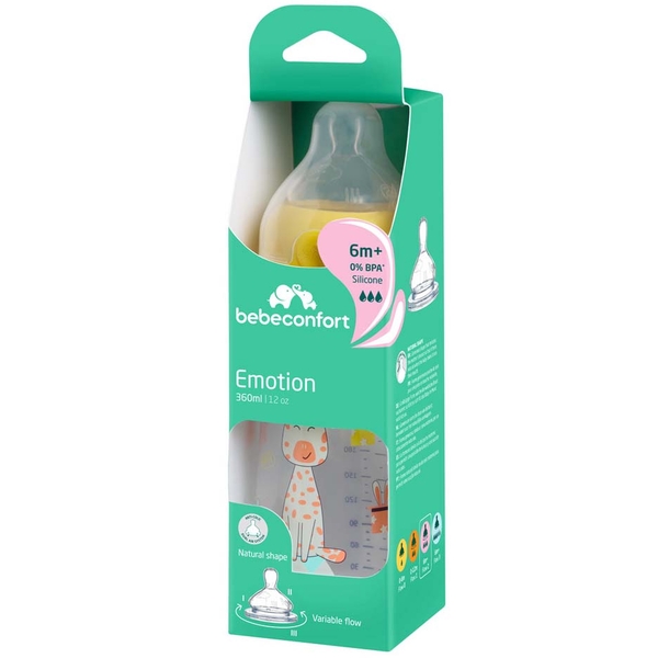 Пляшечка для годування Bebe Confort EMO PP, 360 мл, 6+ міс, жовтий (3102202030) - Pampik - 3