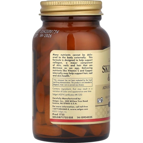 Комплекс вітамінів та мінералів Solgar Skin, Nails & Hair Advanced MSM, 60 таблеток - Pampik - 3