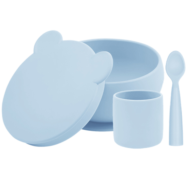 Набор посуды силиконовый MinikOiOi BLW Set I Mineral Blue (101070056) - Pampik