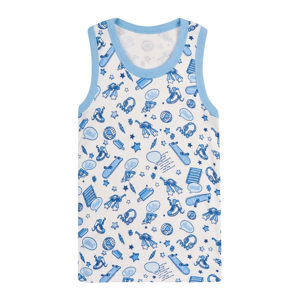 Майка Ляля 4БК101-1 4БК101-2 4БК101-3 БК101-3 4БК01 140 Белый Голубой (576927.511633) - Pampik