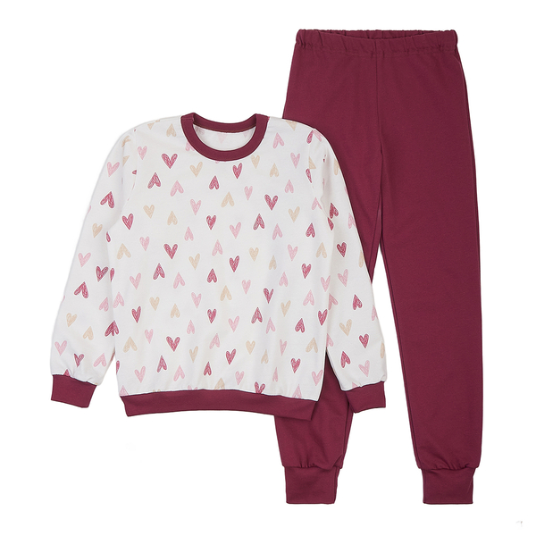 Піжама утеплена Ляля К3ФТ118 К3ФТ143 К3ФТ152 К3ФТ153 футер 134 Бордовий (1027105.11844631) - Pampik