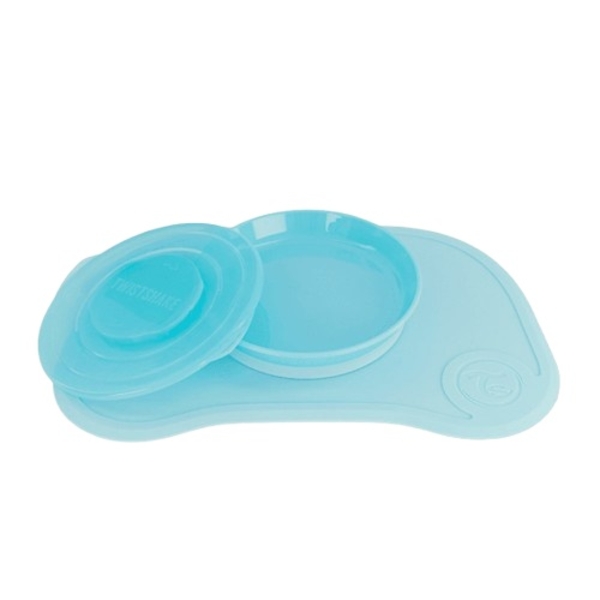 Набор: коврик и тарелка с крышкой Twistshake Pastel Blue (78130) - Pampik