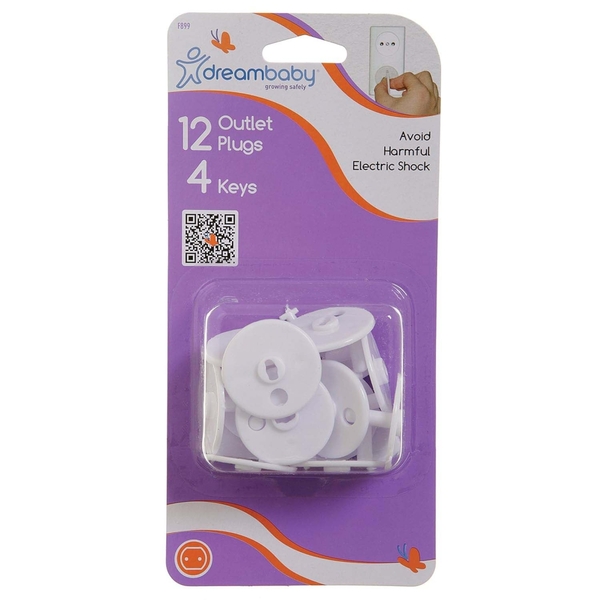 Заглушки для розеток DreamBaby Euro, 12 заглушок + 4 ключі (G899) - Pampik - 4