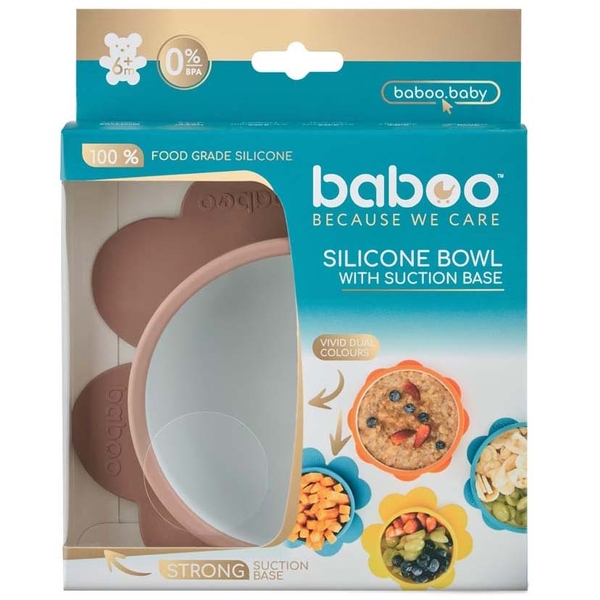 Мисочка силиконовая Baboo с основой-присоской, 6+ мес, какао (9-035) - Pampik - 5