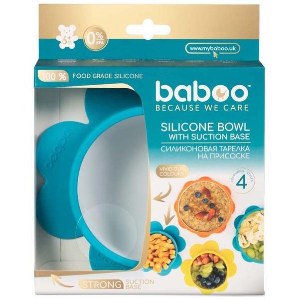 Мисочка силиконовая Baboo с основой-присоской, 6+ мес, бирюзовый (9-022) - Pampik - 5