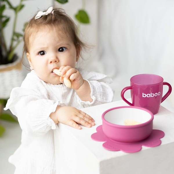 Мисочка силіконова Baboo з основою-присоскою, 6+ міс, фіолетовий (9-036) - Pampik - 6