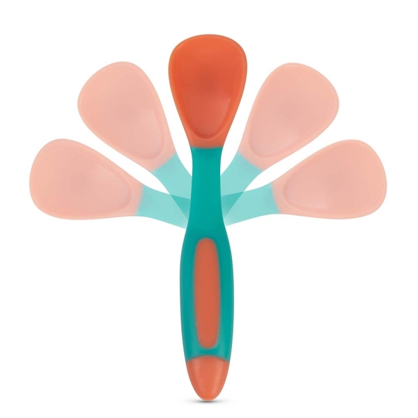 Набор гибких ложек и вилок Baboo, 6+ мес, персиковый (10-036) - Pampik - 4