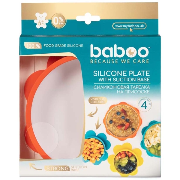 Тарілка силіконова Baboo з протиковзкою основою, 6+ міс, помаранчевий (9-023) - Pampik - 5