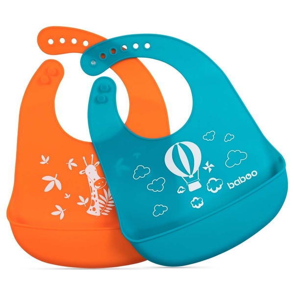 Нагрудник силіконовий Baboo Safari, помаранчевий, 4+ місяців (11-006) - Pampik - 6