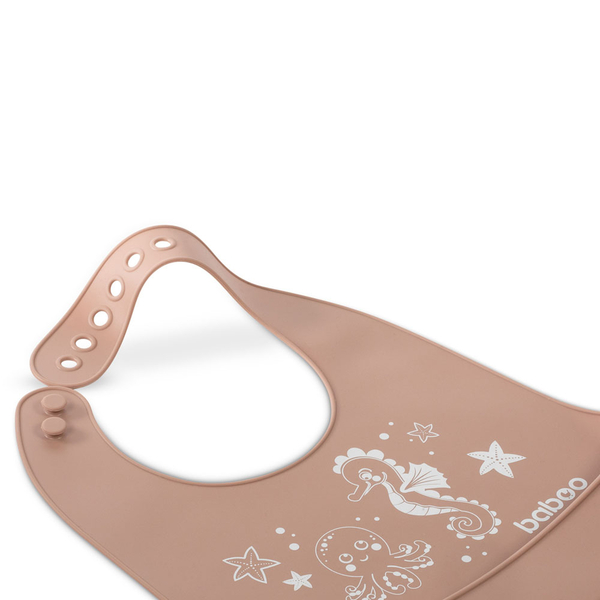 Нагрудник силіконовий Baboo Sea Life, какао, 4+ місяців (11-019) - Pampik - 2