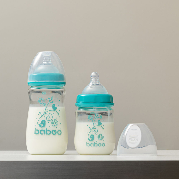 Стеклянная бутылочка для кормления Baboo, широкое горлышко, антиколиковая, 150 мл, 0+ мес. (3-122) - Pampik - 4