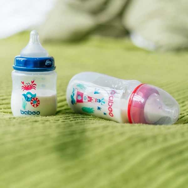Бутылочка для кормления Baboo Marine, антиколиковая, 250 мл, средний поток, 3+, красный (3-116) - Pampik - 4