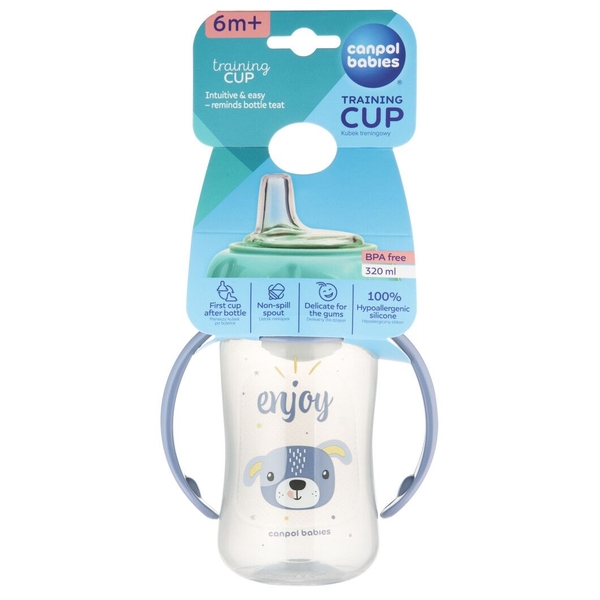 Кружка тренувальна Canpol babies Cute Animals з силіконовим носиком, 320 мл, синій (56/512_blu2) - Pampik - 3