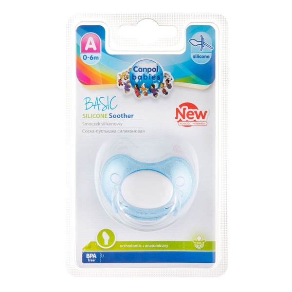 Пустушка силіконова анатомічна Canpol babies Basic, 0-6 міс., блакитний (22/427 Блакитний) - Pampik - 2
